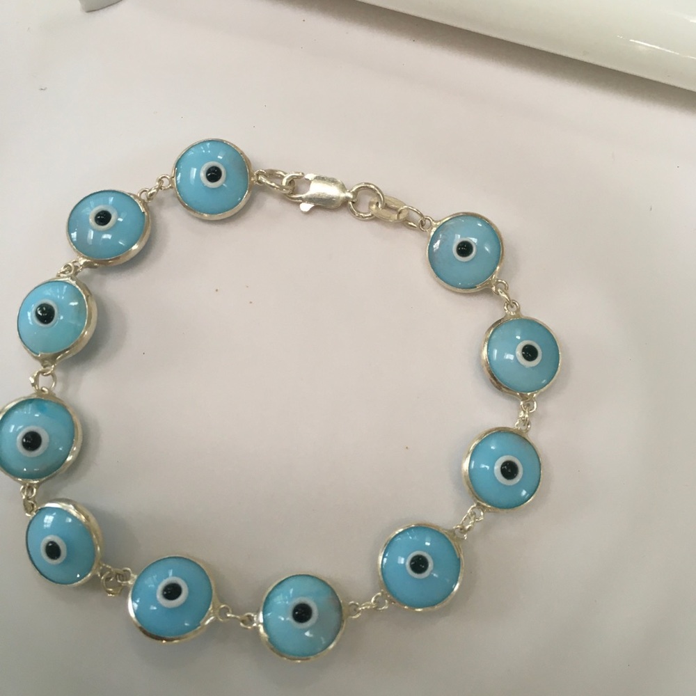 Sterling silver and turquoise good luck bracelet
